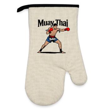 Muay Thai Kickboxing - Gant de cuisine avec revêtement en caoutchouc - lin/noir  - Devant