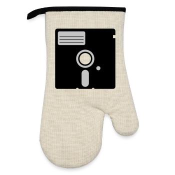 retro floppy disk - Oven glove with rubber coating - linen/black  - Front