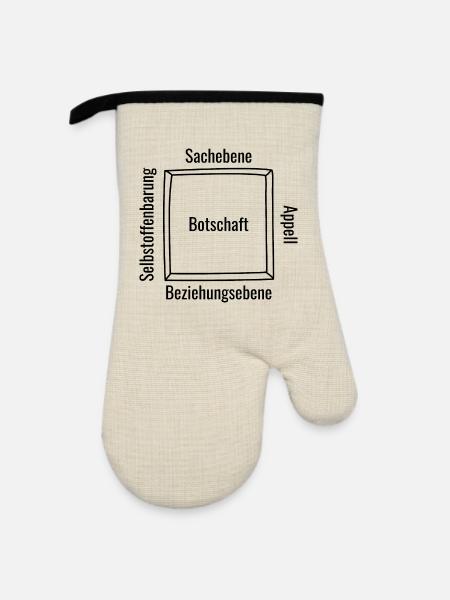 Vier Ohren Modell Zeichnung Schaubild - Ofenhandschuh mit Gummibeschichtung - Leinen/Schwarz
