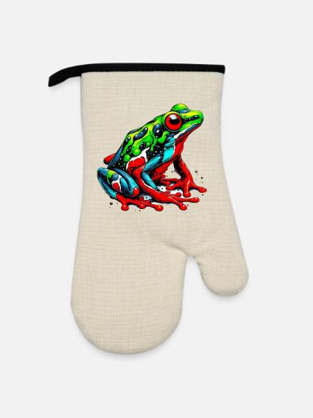 Frosch - Ofenhandschuh mit Gummibeschichtung - Leinen/Schwarz