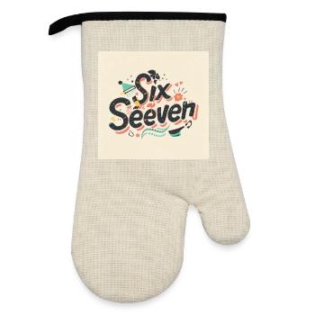 Sechs Siebzehn Retro-Doodle-Buchstaben - Ofenhandschuh mit Gummibeschichtung - Leinen/Schwarz  - Vorne