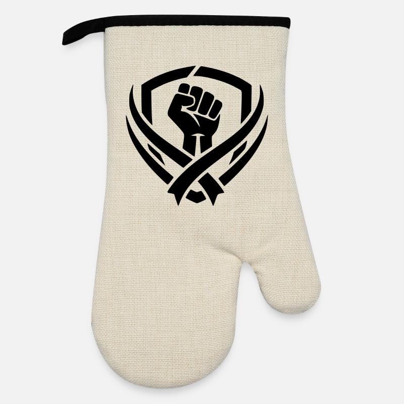 Kampflogo - Ofenhandschuh mit Gummibeschichtung - Leinen/Schwarz 