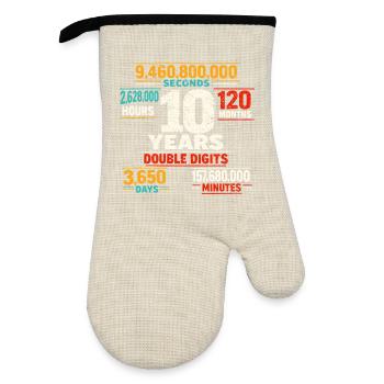 10 Years Double Digits Birthday Retro Design - Oven glove with rubber coating - linen/black  - Front