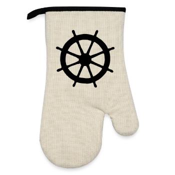 Steering Wheel Sail Sailing Sailor - Oven glove with rubber coating - linen/black  - Front