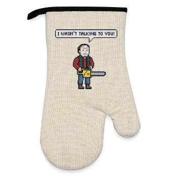 Funny Christmas motif for a nice gift giving - Oven glove with rubber coating - linen/black  - Front