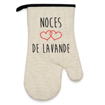 Lavender Wedding 46 Years - Oven glove with rubber coating - linen/black  - Front
