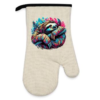 Sloth - Oven glove with rubber coating - linen/black  - Front
