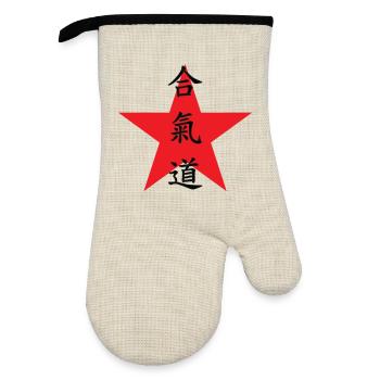 Aikido – Kampfsport – Aikido - Ofenhandschuh mit Gummibeschichtung - Leinen/Schwarz  - Vorne