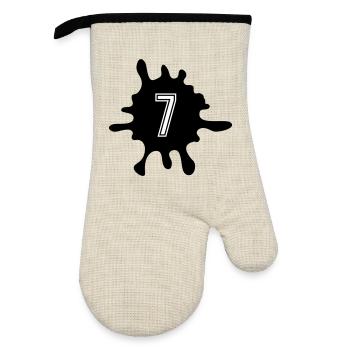 Blobs 7 Number - Oven glove with rubber coating - linen/black  - Front