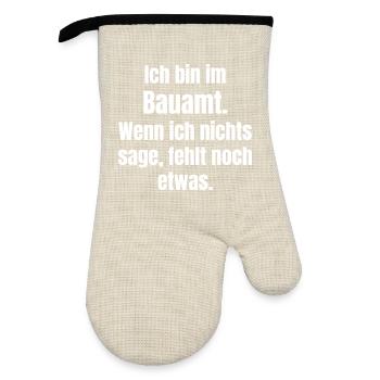 Building authority saying strong humor, - Oven glove with rubber coating - linen/black  - Front