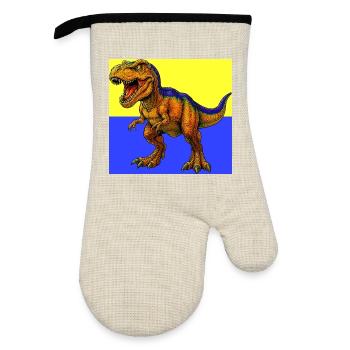 dinosaur - Oven glove with rubber coating - linen/black  - Front