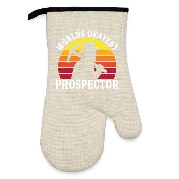 Funny Worlds Okayest Gold Prospector Miner - Oven glove with rubber coating - linen/black  - Front