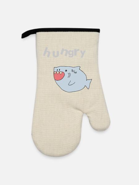 haifisch hungry - Ofenhandschuh mit Gummibeschichtung - Leinen/Schwarz 