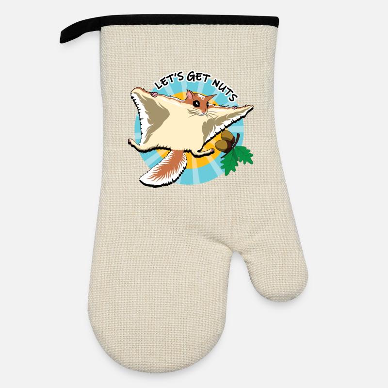 Flying Squirrel - Let's Get Nuts - Oven glove with rubber coating - linen/black 