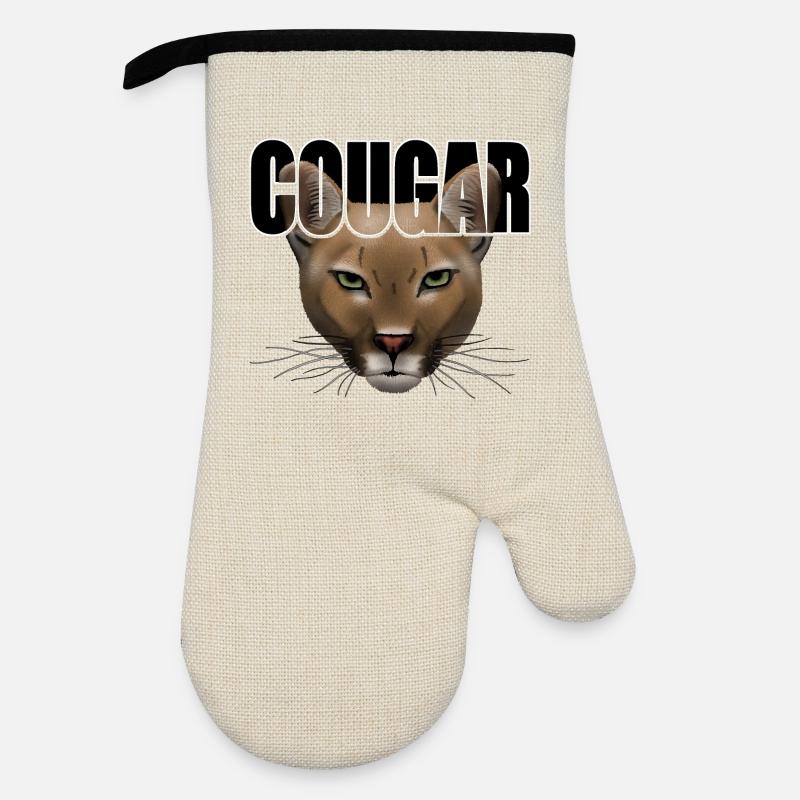 Cougar script R6Z - Oven glove with rubber coating - linen/black 