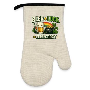 Bierglück Perfekter Tag - Ofenhandschuh mit Gummibeschichtung - Leinen/Schwarz  - Vorne