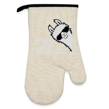 Llama Alpaca Sarcastic Side Character Sarcastic - Oven glove with rubber coating - linen/black  - Front