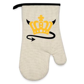 Devil | Queen | King | Königin | König | Crown | - Gant de cuisine avec revêtement en caoutchouc - lin/noir  - Devant