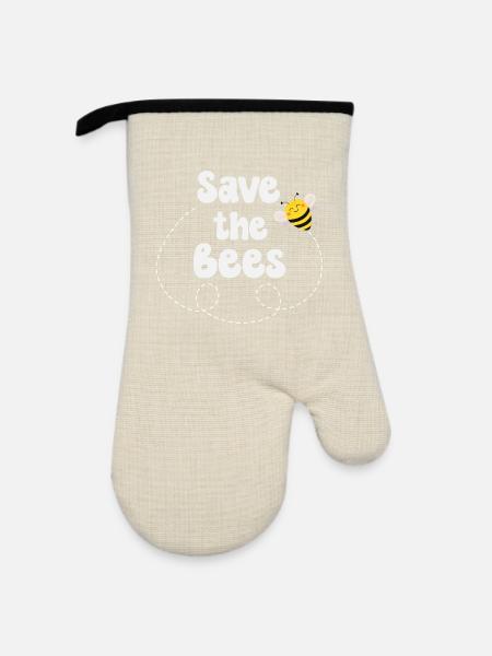 Biene Bienen - Ofenhandschuh mit Gummibeschichtung - Leinen/Schwarz