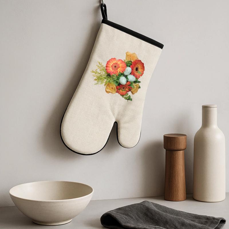 Bouquet with Easter Eggs Pattern Oven glove with rubber coating