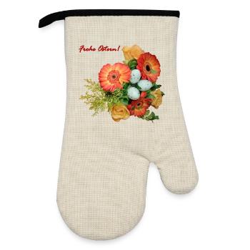 Joyeuses fleurs de Pâques - Gant de cuisine avec revêtement en caoutchouc - lin/noir  - Devant