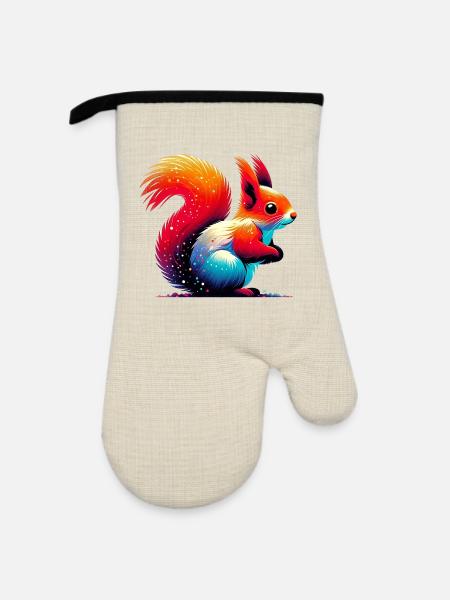 Eichhörnchen - Ofenhandschuh mit Gummibeschichtung - Leinen/Schwarz
