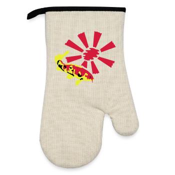 Koi Carp - Oven glove with rubber coating - linen/black  - Front