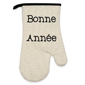 BONNE ANNEE. NOËL. ANNEE. ANNIVERSAIRE. RETRAITE. - Gant de cuisine avec revêtement en caoutchouc - lin/noir  - Devant