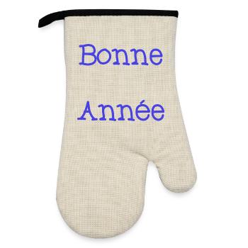 BONNE ANNEE. NOËL. ANNEE. ANNIVERSAIRE. RETRAITE. - Gant de cuisine avec revêtement en caoutchouc - lin/noir  - Devant