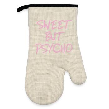 Dicton doux mais psychopathe en rose - Gant de cuisine avec revêtement en caoutchouc - lin/noir  - Devant