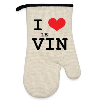 J’aime le vin / Alcool - Gant de cuisine avec revêtement en caoutchouc - lin/noir  - Devant