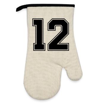 12 Number - Oven glove with rubber coating - linen/black  - Front