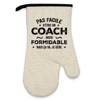 Pas facile d'être un coach aussi formidable mais - Gant de cuisine avec revêtement en caoutchouc - lin/noir  - Devant