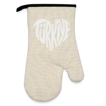 Türkiye, Turkey Heart Font Design - Oven glove with rubber coating - linen/black  - Front