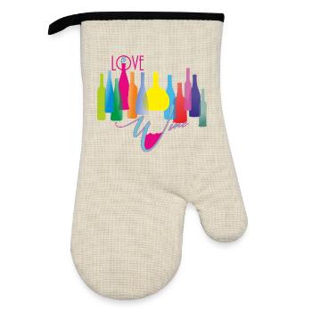 love_Wine_2 - Oven glove with rubber coating - linen/black  - Front