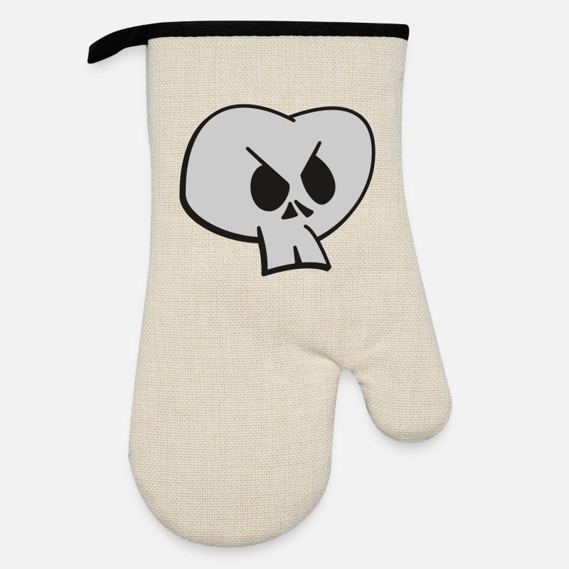 Funny Skull Two Color Design - Oven glove with rubber coating - linen/black 