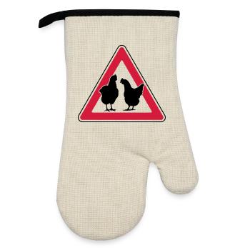 Chicken evening chicken attention free-range hens - Oven glove with rubber coating - linen/black  - Front