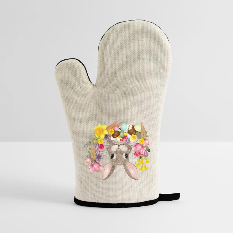 Easter Wreath & Easter Eggs with Rabbit as Easter Bunny Oven glove with rubber coating