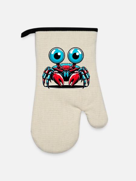 Krebs - Ofenhandschuh mit Gummibeschichtung - Leinen/Schwarz