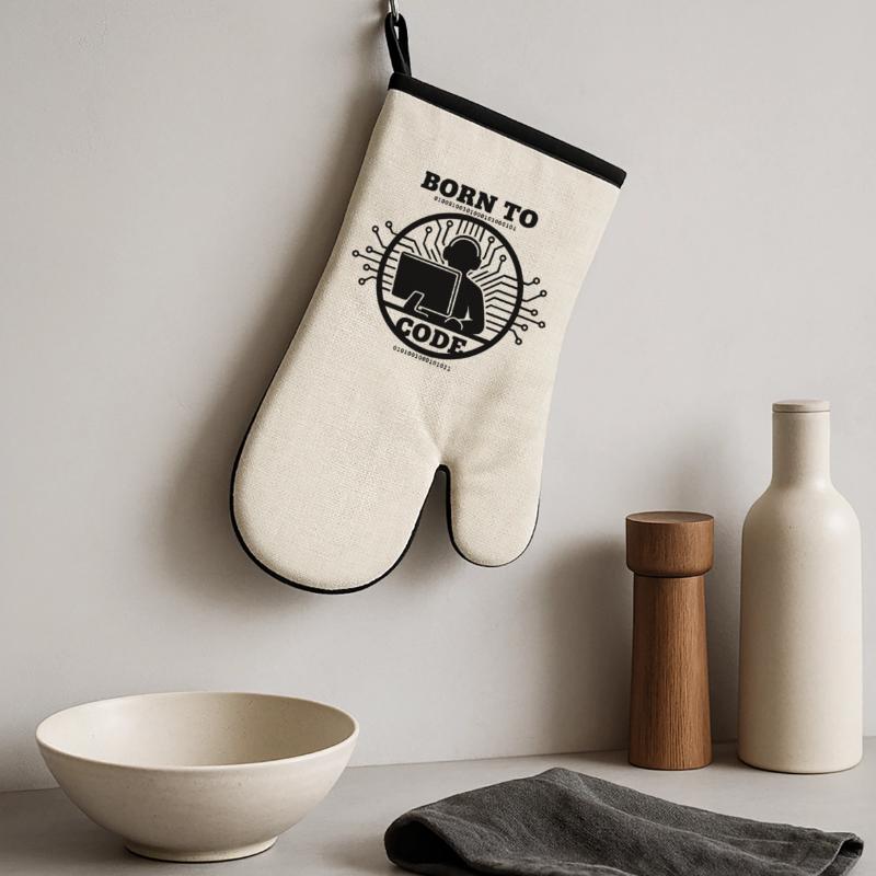 Coder Born to Code Programmer Oven glove with rubber coating