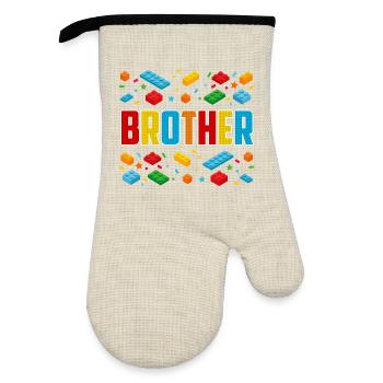 Bruder Brick Builder Kreative Familie Block Liebhaber - Ofenhandschuh mit Gummibeschichtung - Leinen/Schwarz  - Vorne