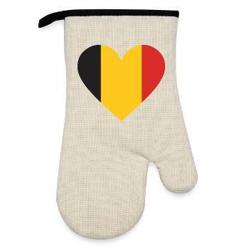 Humor,Belgian, belgium, flag, fries, fries - Oven glove with rubber coating - linen/black  - Front