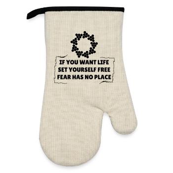 Fear Has No Place - Oven glove with rubber coating - linen/black  - Front
