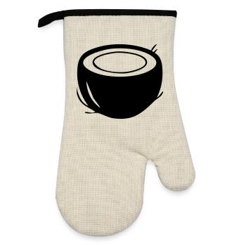 Coconut Silhouette – Tropical Paradise Design - Gant de cuisine avec revêtement en caoutchouc - lin/noir  - Devant