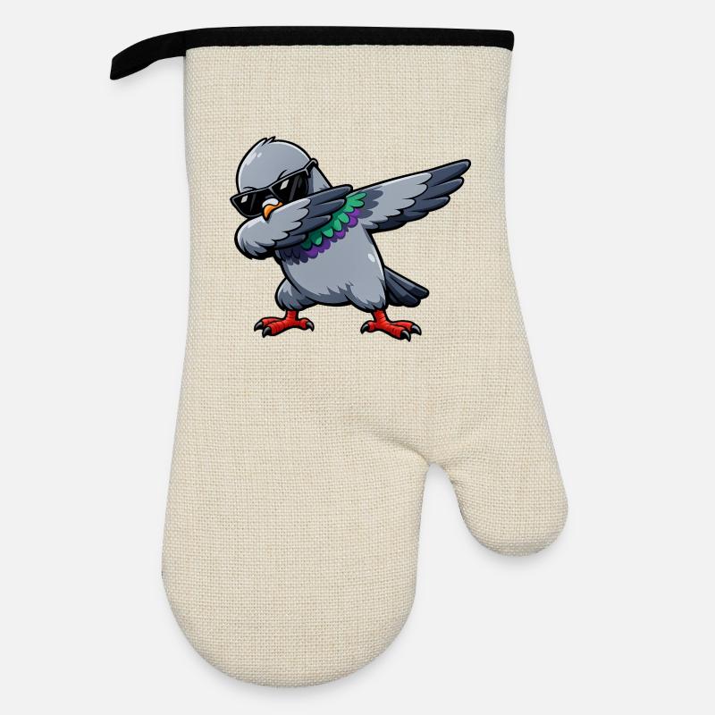 Dabbing Pigeon - Oven glove with rubber coating - linen/black 