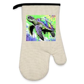 tortue - Gant de cuisine avec revêtement en caoutchouc - lin/noir  - Devant