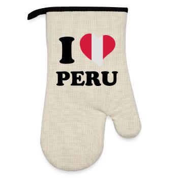 I love peru. - Oven glove with rubber coating - linen/black  - Front