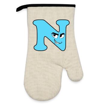 N - Oven glove with rubber coating - linen/black  - Front