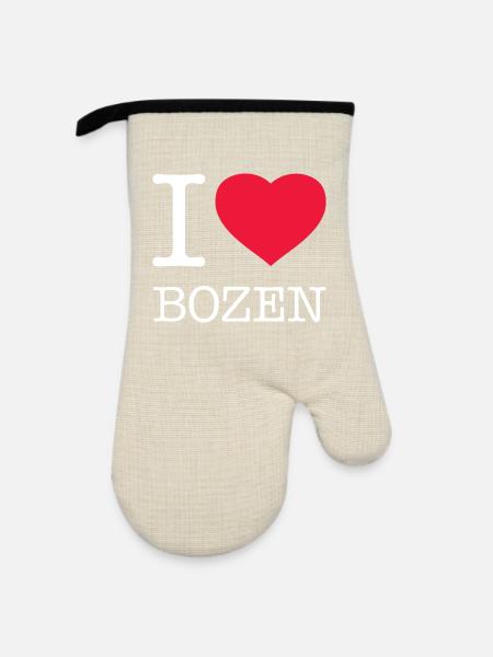 I LOVE BOZEN - Ofenhandschuh mit Gummibeschichtung - Leinen/Schwarz
