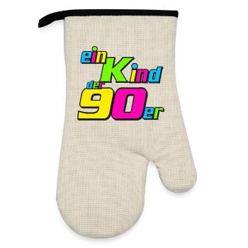 90s Party , Theme Party , 90s Child (25) - Oven glove with rubber coating - linen/black  - Front